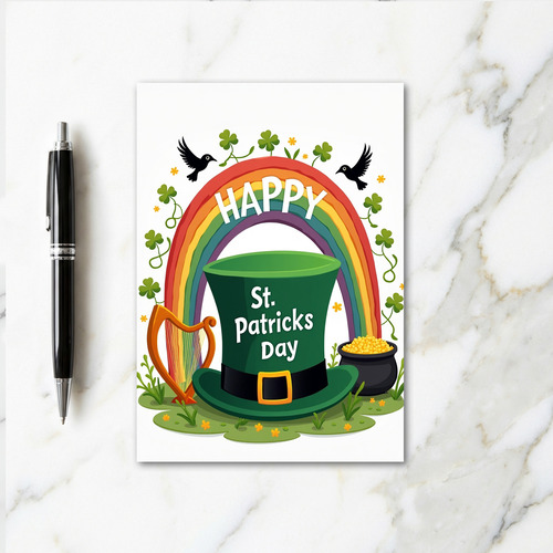 Emerald Hat Rainbow Scene Card