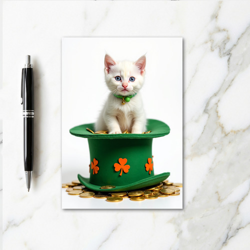 Emerald Kitten Coins Pattern Card