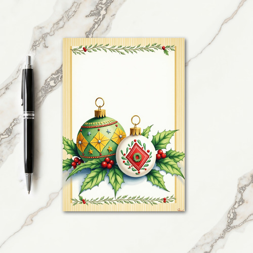 Emerald Ornament Holly Card thumbnail