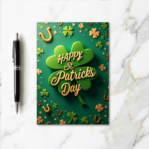 Emerald Shamrock Happy St Patricks Card