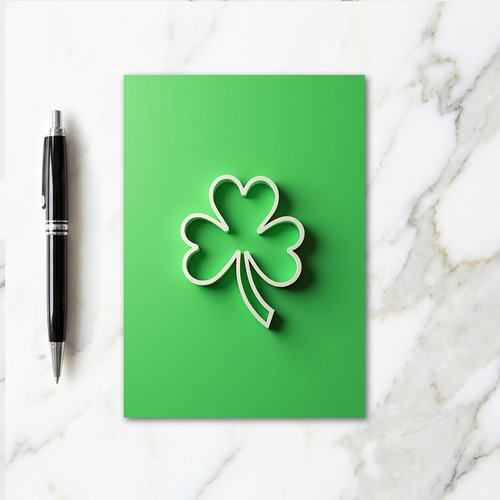 Emerald Shamrock White Outline Card