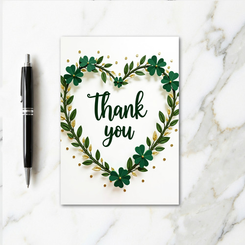 Emerald Thank You Heart Wreath Card