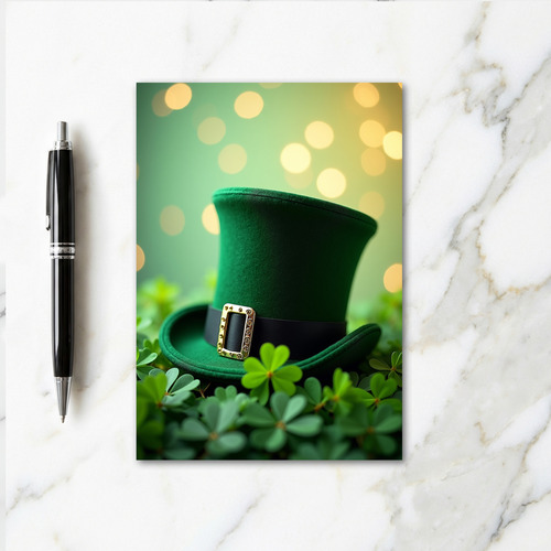 Emerald Top Hat Clover Card