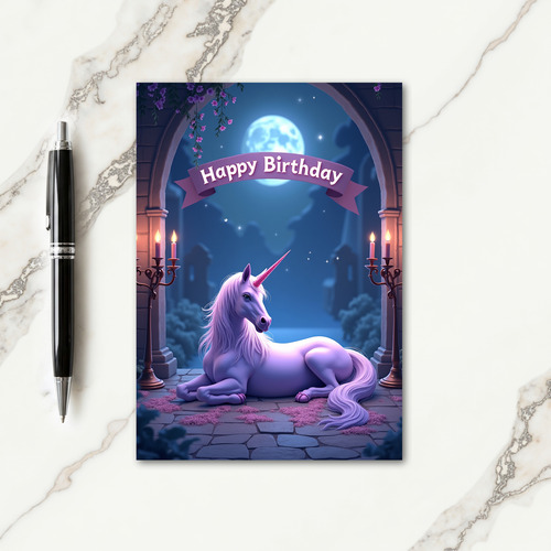 Enchanting Birthday Horned Creature Card