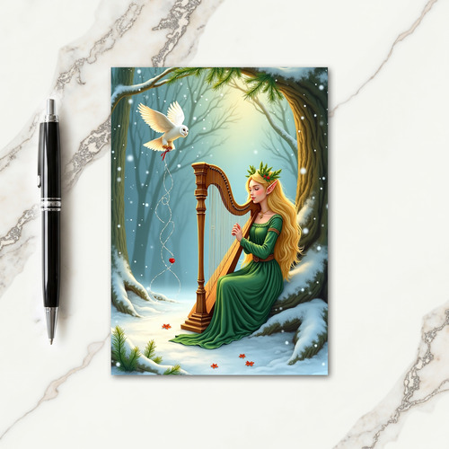 Enchanting Winter Harp Card