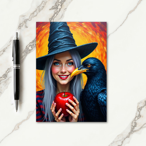 Enchantress And Her Raven Card