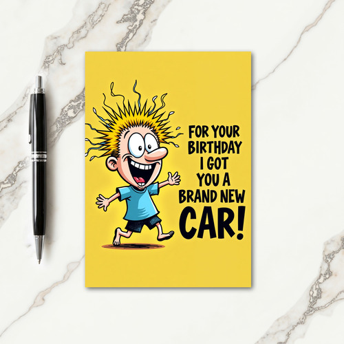 Energetic Boy Illustration Card