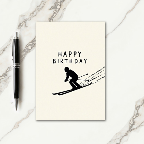 Energetic Skier Birthday Card