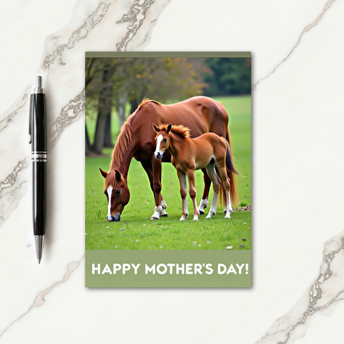 Equine Mothers Day Pasture Scene Card