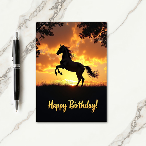 Equine Sunset Birthday Card