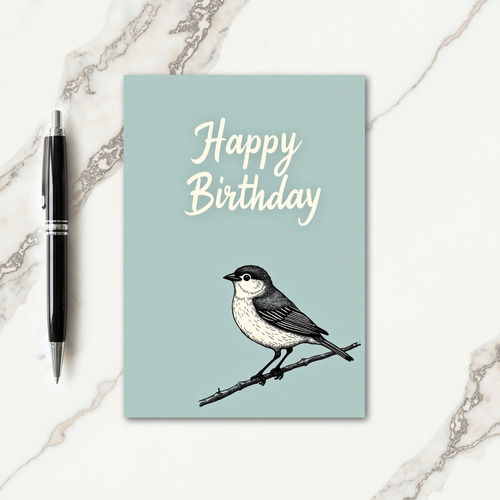 Etched Bird Birthday Card