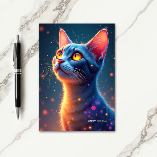 Ethereal Feline Birthday Card