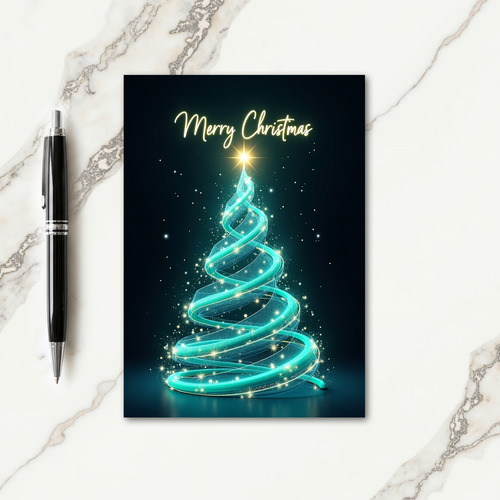 Ethereal Teal Christmas Card