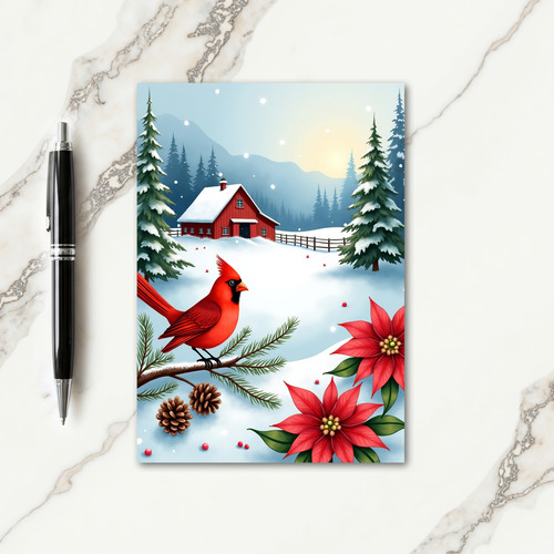 Evergreen Bird Winter Card