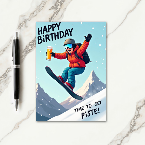 Exhilarating Snowboard Birthday Card