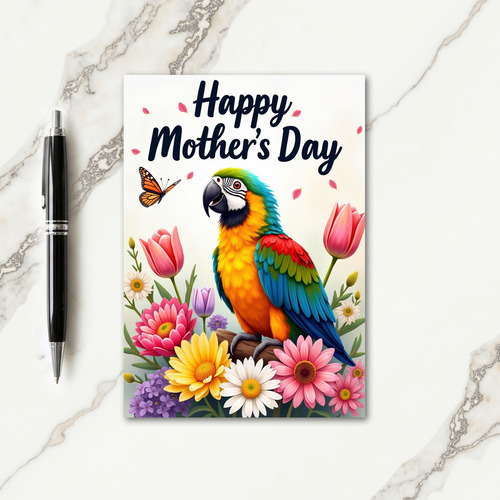 Exotic Bird Mothers Day Floral Card