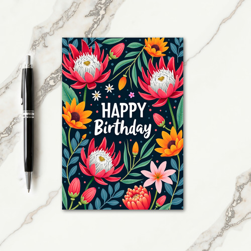 Exotic Blossom Birthday Card