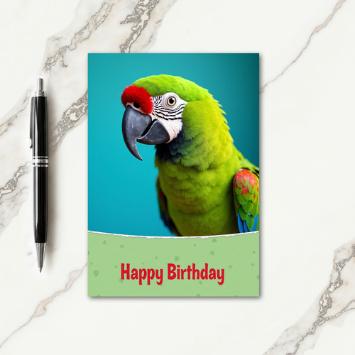 Exotic Green Bird Birthday Card