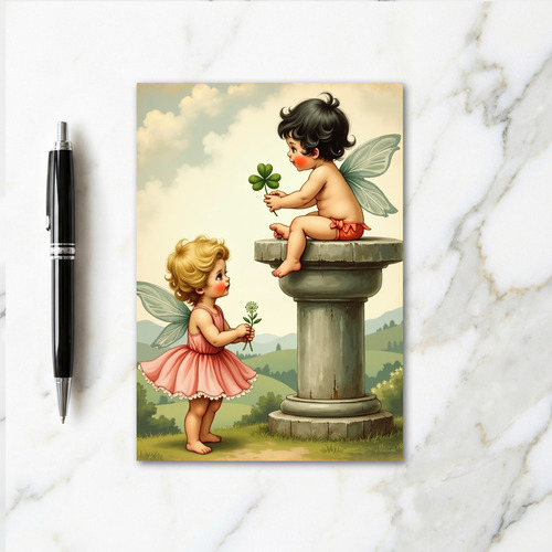 Fairies Share Shamrock Card