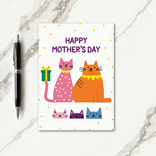 Family Cats Mothers Day Card