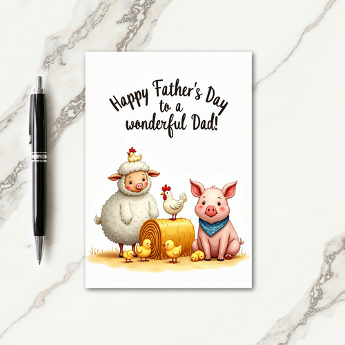 Farm Animal Fathers Day Art Card