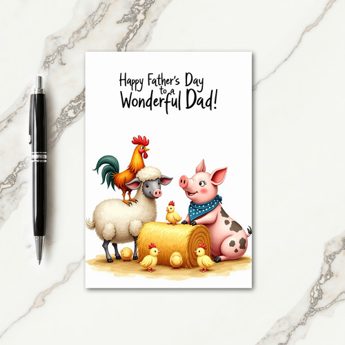 Farm Animal Fathers Day Card