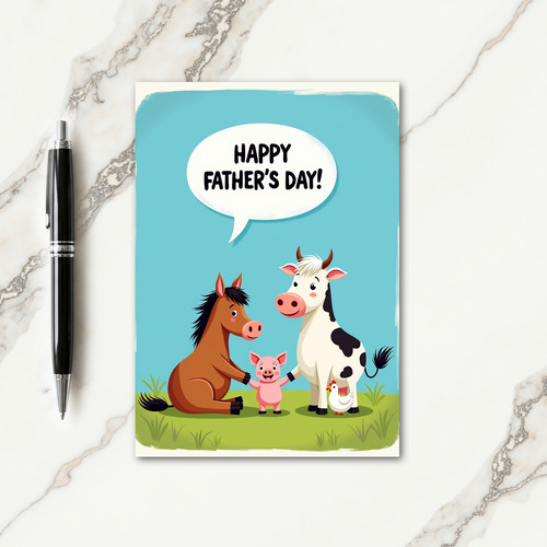 Farm Animal Fathers Day Scene Card