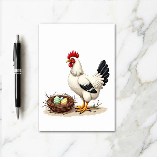 Farm Fowl And Eggs Springtime Card