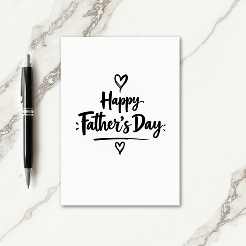 Fathers Day Illustration Ink Hearts Card