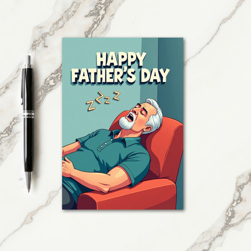 Fathers Day Illustration Sleep Card