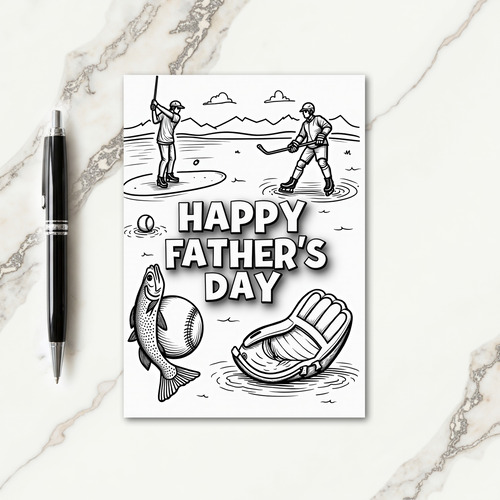 Fathers Day Line Art Tribute Card