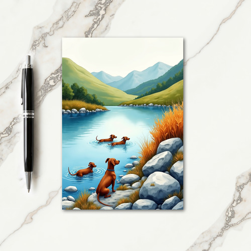 Fathers Day River Dog Scene Card