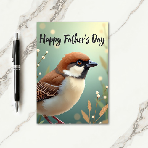 Fathers Day Teal Bokeh Bird Card