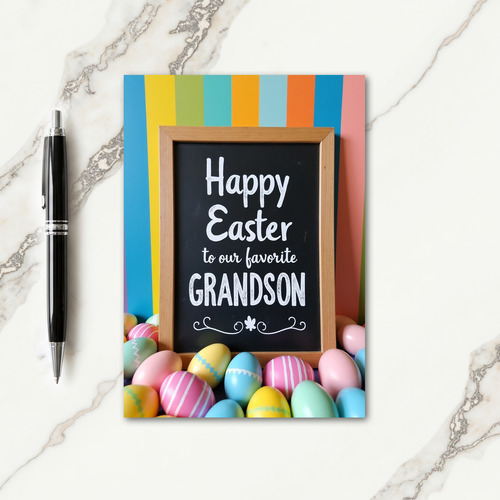 Faux Chalkboard Grandson Easter Card