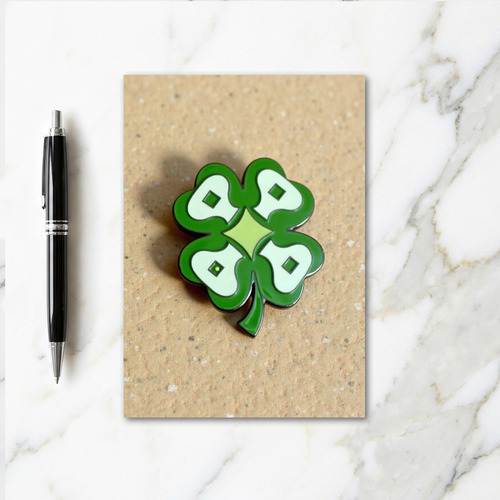 Faux Enamel Clover Luck Card
