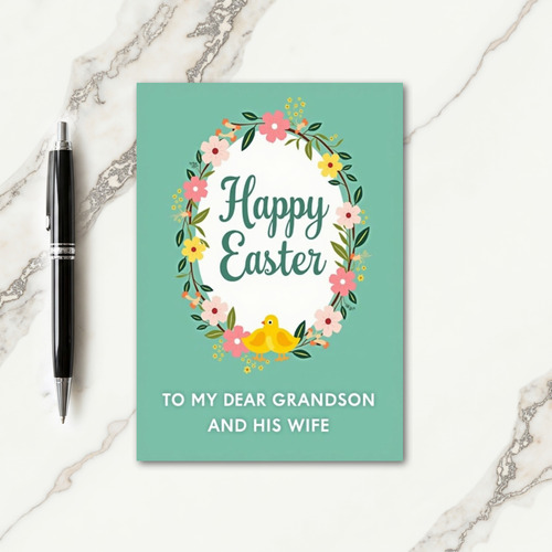 Faux Floral Easter Grandson Card