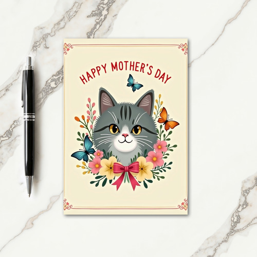 Faux Foil Cat Mothers Day Card