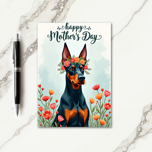 Faux Foil Dog Floral Art Card