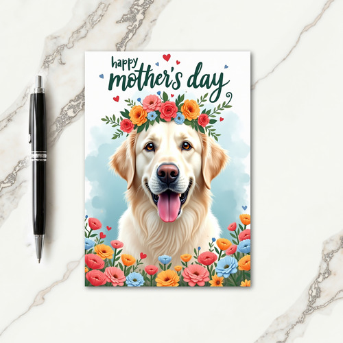 Faux Foil Golden Dog Mom Card