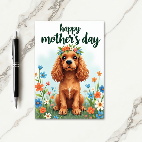 Faux Foil Puppy Flowers Card