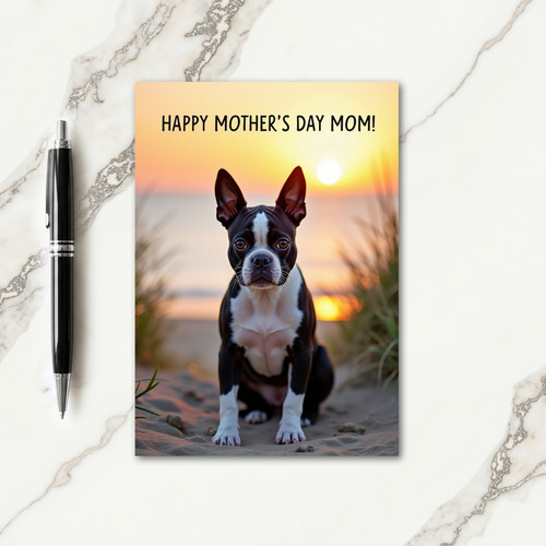 Faux Foil Sunset Dog Mom Card