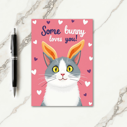 Faux Fur Bunny Love You Card