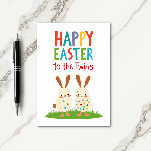 Faux Glitter Easter Twins Card