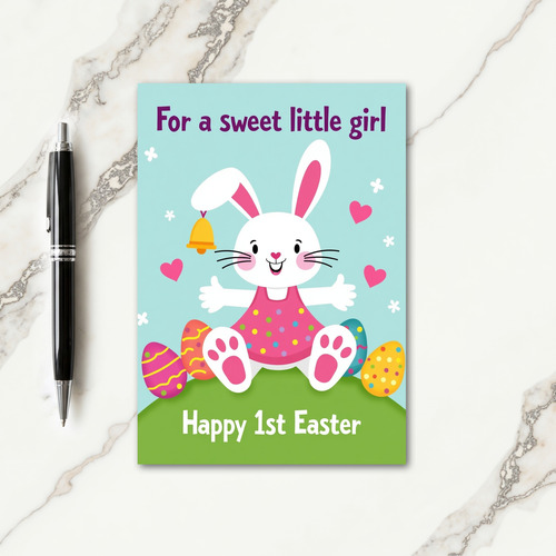 Faux Gold Bell First Springtime Card