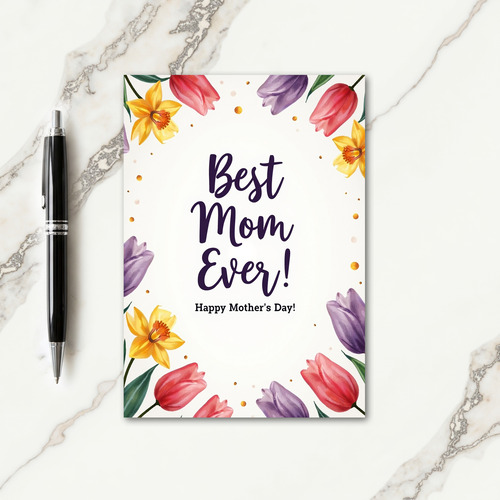 Faux Gold Best Mom Ever Card
