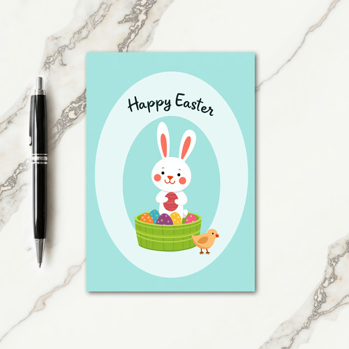 Faux Gold Bunny Basket Card