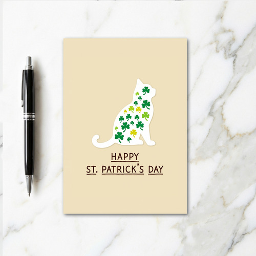 Faux Gold Cat St Patricks Day Card