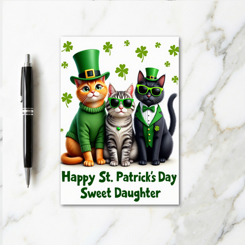 Faux Gold Cats Patrick Day Card