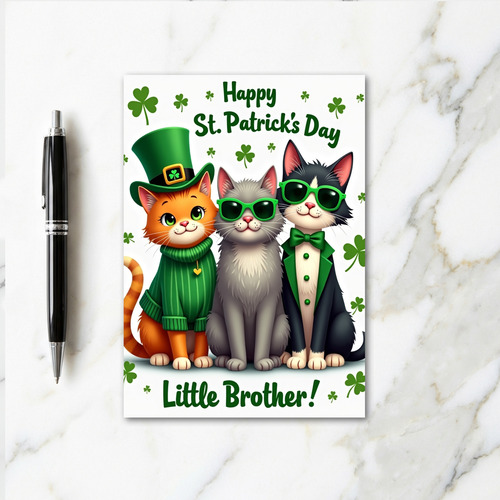 Faux Gold Cats St Patricks Day Card