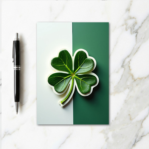 Faux Gold Clover Good Luck Card